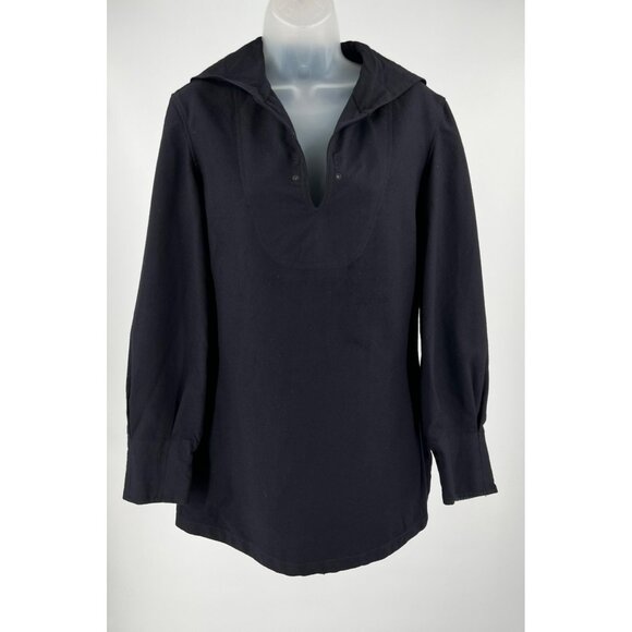 Vintage Black Navy Style Pullover Shirt With Sailor Collar & Long Sleeves German - Picture 4 of 8